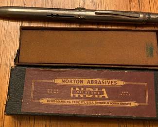 Mechanical Pencil and Norton Oilstone