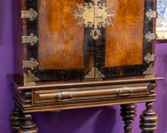 C. 1900 Colonial-Style Walnut and Padouk Cabinet Handmade by Marsh, Jones & Cribb