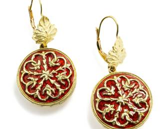 18k Mitchell Peck Enamel Earrings