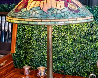 Michael Melia Hand-Made Leaded Shade on Patinated Bronze Base (1-of-a-kind)