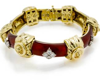 Mitchell Peck 18k Enamel & Diamond Bracelet