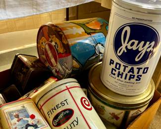 Variety of Antique and Vintage Tins with Advertising 