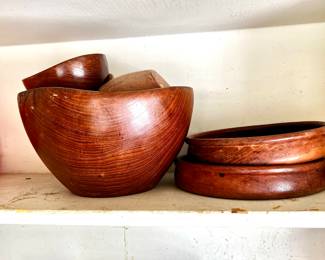 Vintage MCM Wood Serving Bowls 