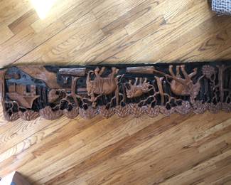 Carved Thailand wood plaque 