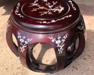 Rosewood and Mother of Pearl inlaid stool 14" inch X 14" inch 