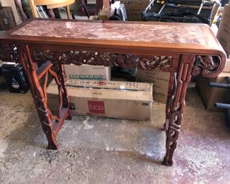 Rosewood Altar Table from Thailand with Marble Inset