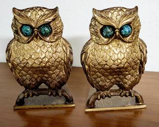 Mid century OWL bookends 