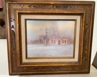 Hill Country art with wood frame.