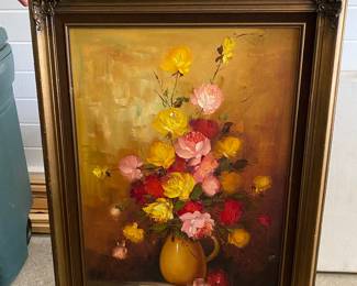 Very large oil with wood frame.