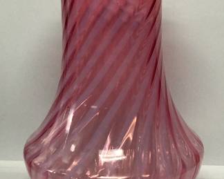 Fenton Cranberry Opalescent Swirl Vase