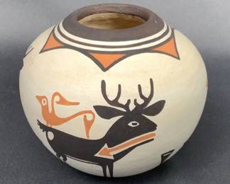 Zuni Heartline Deer Pottery
