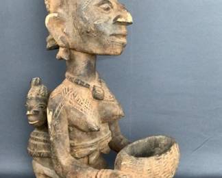 Yoruba Mother & Child Clay Offering Bowl