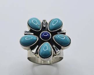 Jay King DTR .925 Turquoise Flower Ring