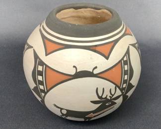 Zuni Heartline Deer Pot  by Carlos Laate 