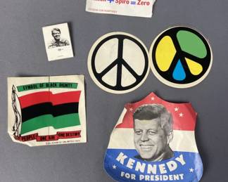 1960s & 1970s Protest Stickers, Kennedy, Carter