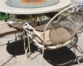 Patio table and iron chairs