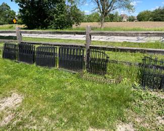 40 separate sections of 3 foot metal fencing with posts and 2 gates. Will bend or turn anyway you set it up. 120' length plus gates.