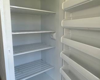 Inside of upright freezer.