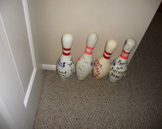 signed bowling pins