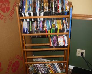 book shelf , books and DVD,s