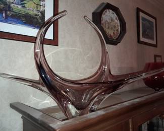 HUGE Pink Swirl Art Glass Bowl