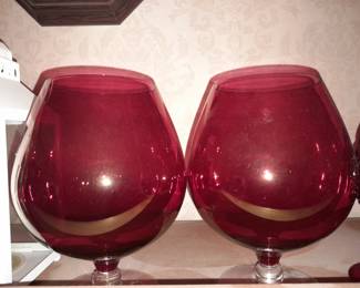 Ruby Red Globe Vase Set