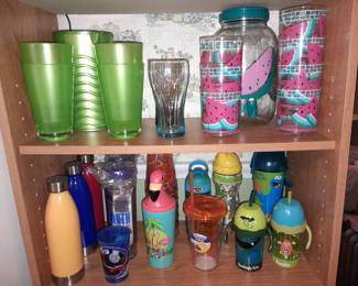 Vintage Watermelon Patterned Beverage Dispenser & Acrylic Cups