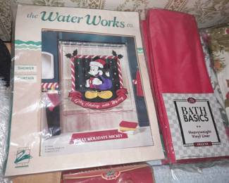 BRAND NEW Vintage "Jolly Holidays With Mickey" Show Curtain By Water Works (2 Available)