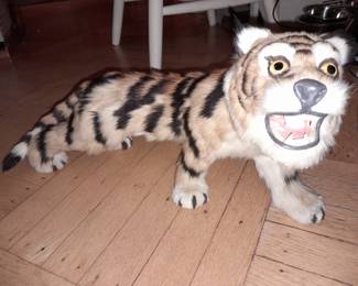 FABULOUS Vintage Faux Fur Tiger Statue