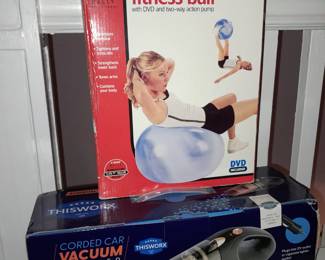 BRAND NEW Fitness Ball & Cordless Car Vacuum Cleaner