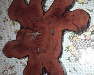 FABULOUS Mid-Century Modern Wooden Slab Wall Clock