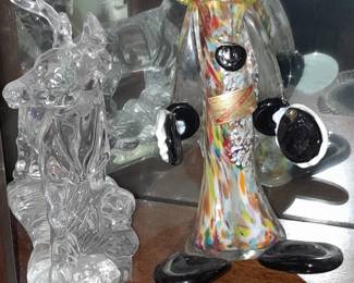 Nachtmann Crystal Figurine & Murano Art Glass Clown Figurine
