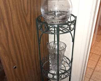 Plant Stand Rack With Crystal Vases