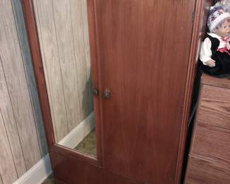 Art Deco Wardrobe Cabinet W/ Mirror