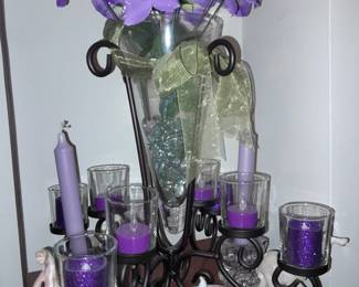 Purple Lavendar Votive Candle Centerpiece