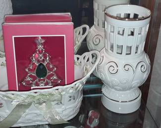 Lenox Basket, Christmas Tree Ornament, & Vase
