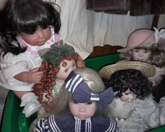 An ENTIRE Room Of Porcelain & Vinyl Collectible Dolls