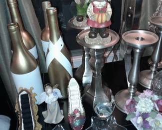 Gold Painted Bottle Decor & Candle Stands