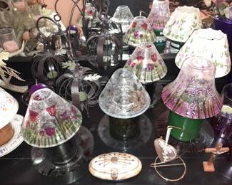 Candles W/ Glass Underplates & Shades