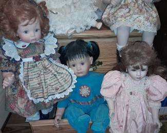 An ENTIRE Room Of Porcelain & Vinyl Collectible Dolls