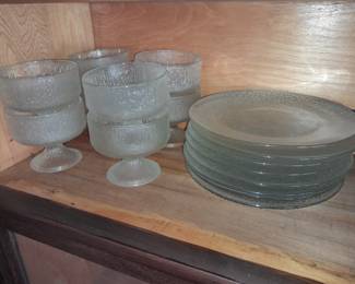 Glass Mid-Century Modern Cup & Plate Set