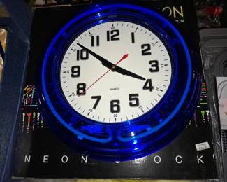 Vintage Blue Neon Clock