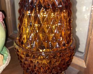 Antique Amber Glass Fairy Lamp
