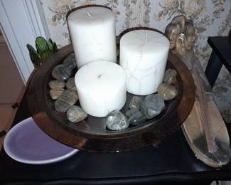 Candle & Stone Table Centerpiece