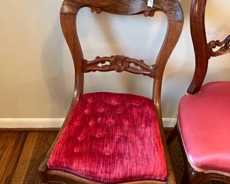 #9	velvet button seat rose carved back chair 34 tall	 $100.00 
