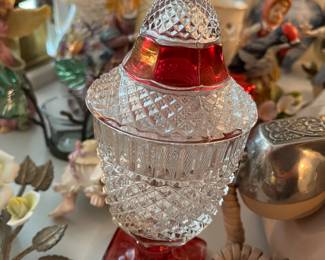 #174	king crown candy dish 9 inch tall with lid	 $25.00 
