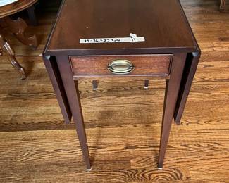 #11	drop side end table 14-36x23x26 with drawer 	 $120.00 
