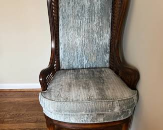 #3	Blue vintable wingback  chair with cane side 	 $175.00 
