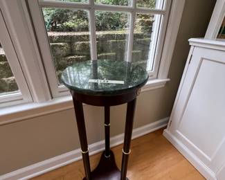 #29	Laminate Tall Round Marble Top Table w/brass trim - 12x28	 $30.00 
