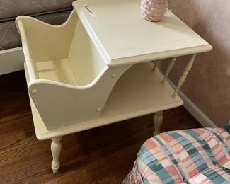 #74	Painted End Table w/open shelf & Front Magazine Holder - 19x26x24	 $75.00 
